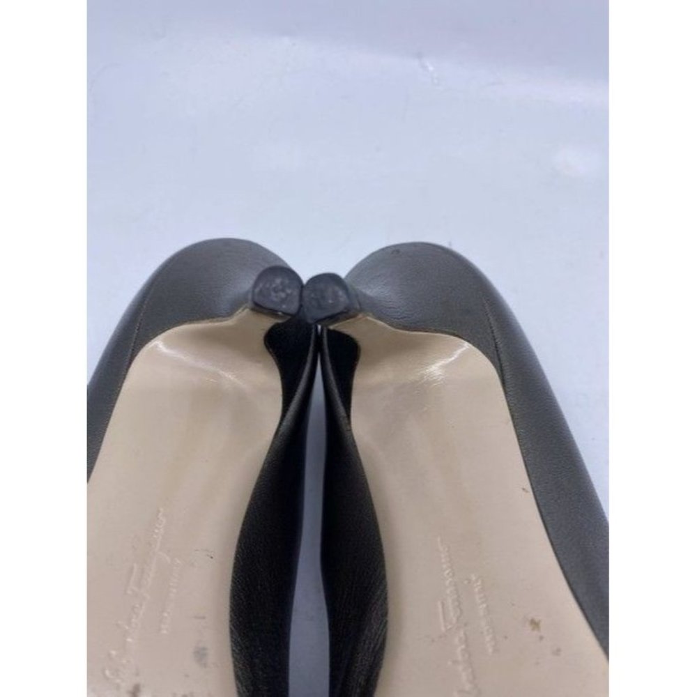 Salvatore Ferragamo Gun Metal Firsea Flat Bow Pumps Size Us - Picture 3 of 10